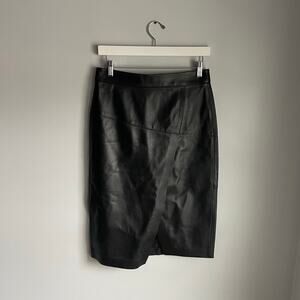 100% Lamb Leather Boss Hugo Boss Black Pencil Skirt Asymetrical size 4